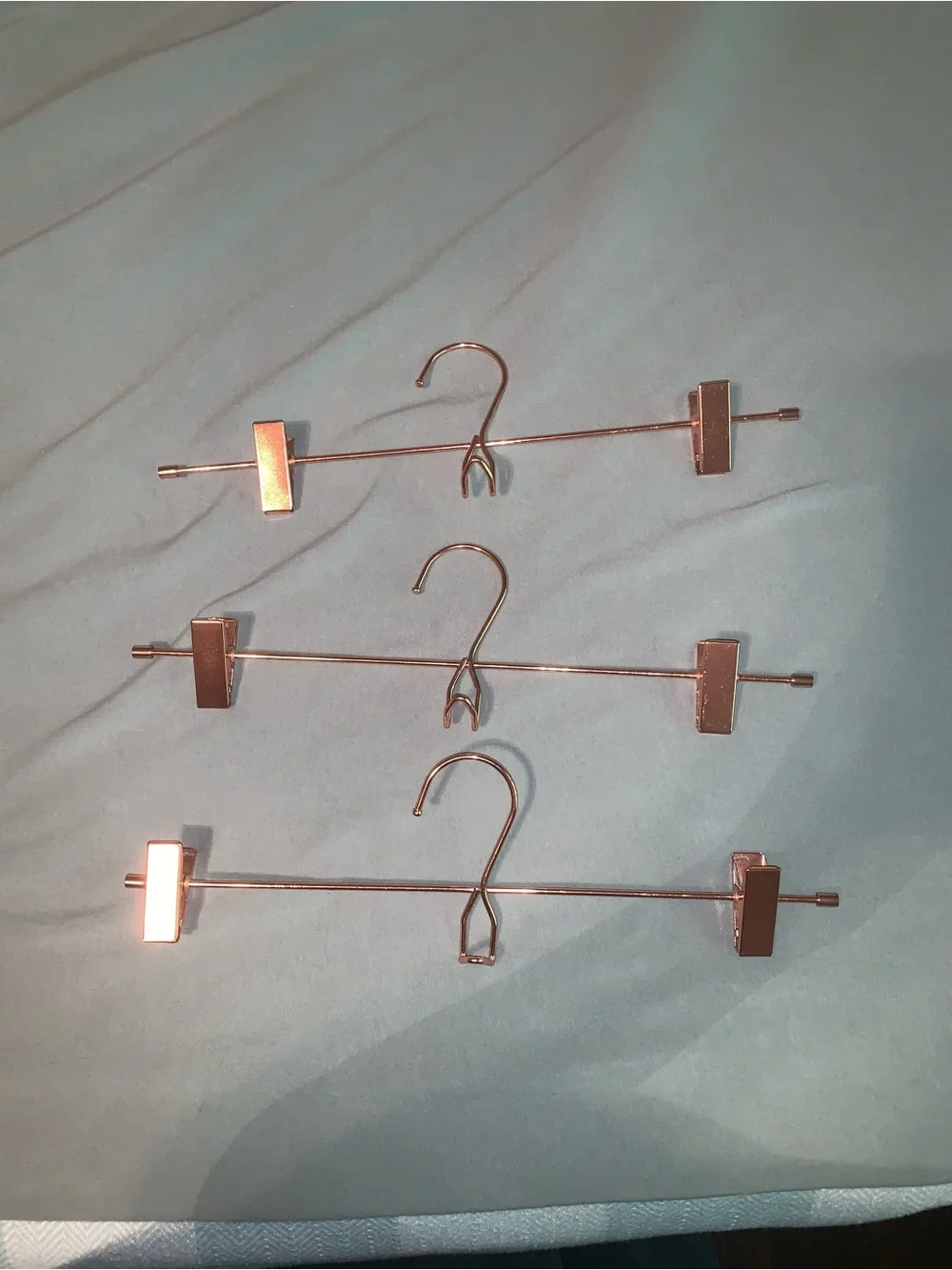 Rose Gold Metal Clip Hangers for Pants & Skirts - Set of 3